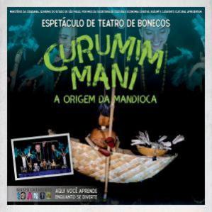 cartaz convidando a participar do espetaculo teatral curumim mani dias 30 de novembro e 1 de dezembro