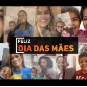 foto com rosto de várias mulheres e no centro a mensagem: "Feliz dia das mães"