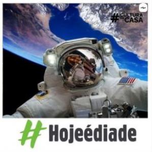 Foto da terra e um astronauta