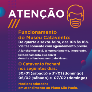 Informativo de novos dias e horários de funcionamento