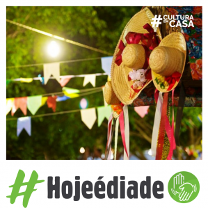 Chapéu caipira e umas bandeirinhas juninas