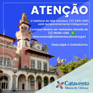 Informativo com fundo azul, letras brancas e imagem do palácio das indústrias